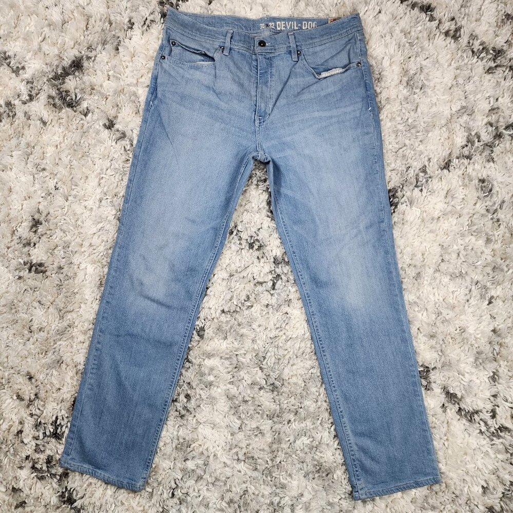 Devil Dog Dungarees Size 36x32 Men’s Slim Straight Jeans Light Wash Sanforized